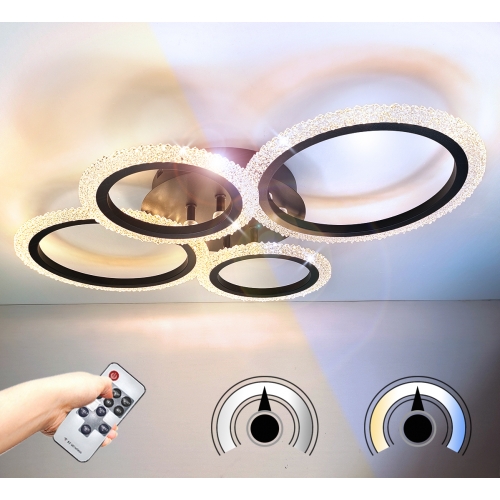 Czarny plafon LED z pierścieniami 60cm  - P151